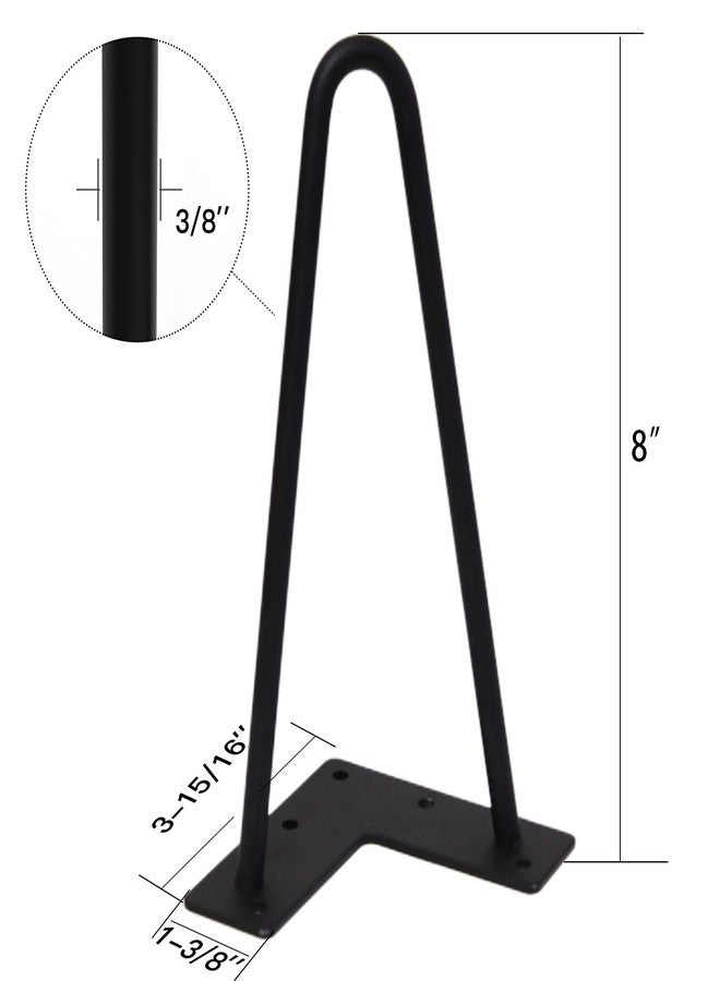 Orgerphy 8inch Black Hairpin Furniture Legs(4PCS) | Heavy-Duty Hairpin Legs End Table Legs| with Screws and 4pcs Bonus Rubber Floor Protectors | Metal Table Legs Desk Legs Furniture Legs for DIYers - Image 2